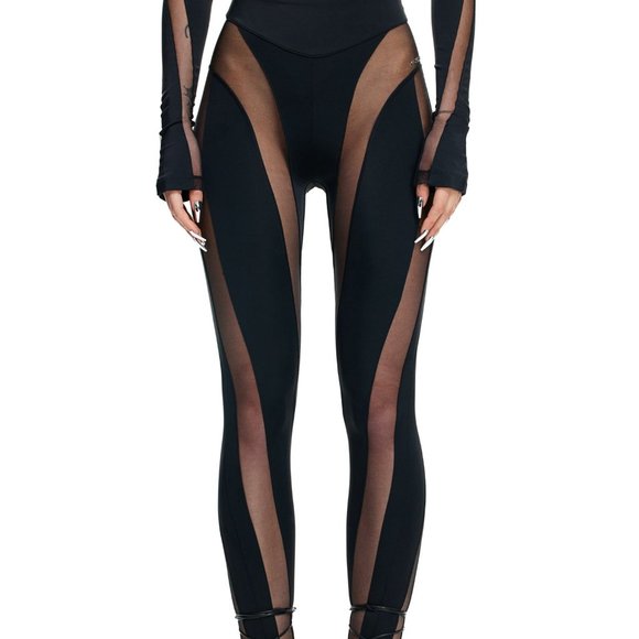 COPY - Mugler x H&M Black Mesh-panelled stirrup leggings NWTBLACK - Picture 2 of 2